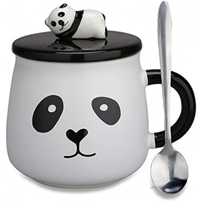 Mug en céramique cadeaux – Panda 3D pour cadeau d’anniversaire de Noël Tasse à café à thé avec couvercle et cuillère pour amis mère fille enfant