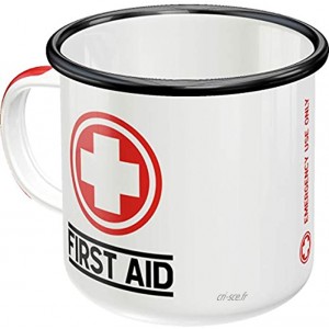 Nostalgic-Art Tasse rétro en émail First Aid – Classic – Idée de cadeau pour nostalgiques Mug de camping Design vintage 360 ml