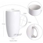 Panbado 4pcs 630ml Mug Tasse à Café Thé en Céramique Porcelaine Avec Poignée pour Eau Lait Mug de Voyage Bureau Maison Cadeau Anniversaire Fête Mariage