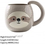 sloth paresseux tasse à café mignon voyage thé tasse Animal Cup nouveauté dessin animé 3D en céramique Drinkware pour les Paresse amoureux anniversaire Thanksgiving Day cadeaux de Noël 400 ml