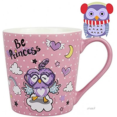 Vaeneral Mug à café en céramique pour le bureau et la maison Motif hibou de dessin animé Cadeau de tasse à café de 12 oz pour femmes et hommes hibou violet
