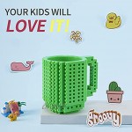VANUODA Build on Brick Mug Tasse à café Cadeau Original Homme Femme Papa Maman Enfants Garçon Fille Idée Cadeau de Noël Pâques Fête des Pères Anniversaire Compatible pour Lego