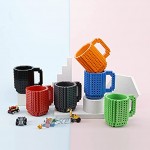VANUODA Build on Brick Mug Tasse à café Cadeau Original Homme Femme Papa Maman Enfants Garçon Fille Idée Cadeau de Noël Pâques Fête des Pères Anniversaire Compatible pour Lego