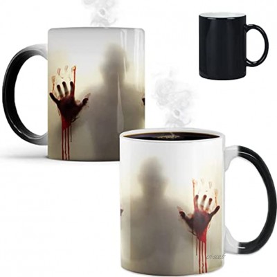 Walking Dead Corpse Tasse créative en céramique sensible à la chaleur qui change de couleur Mug à café décoloré pour Halloween anniversaire Halloween tasse fantaisieWalking Corpse