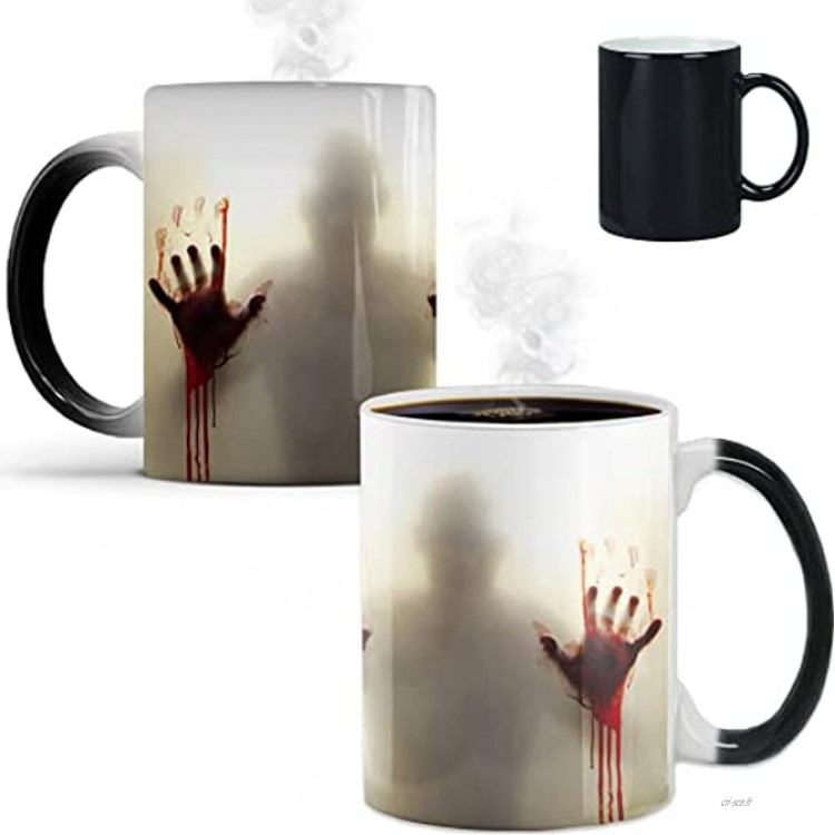 Walking Dead Corpse Tasse créative en céramique sensible à la chaleur qui change de couleur Mug à café décoloré pour Halloween anniversaire Halloween tasse fantaisieWalking Corpse