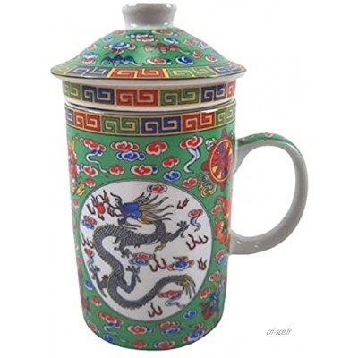 Coco Papaya Mug infuseur à thé en Porcelaine Motif Dragon Chinois Coloris Vert