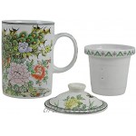 Coco Papaya Mug infuseur à thé en Porcelaine. Motif Paons & Fleurs Multicolores