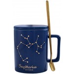 kanglang Tasse Simple et à la Mode de Miroir de galvanoplastie Mug Twelve Constellation Exclusive Mug-Sagittaire + cuillère de Couverture 301 à 400 ML