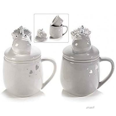 Lot de 2 tasses en céramique en forme de licorne avec filtre à infusion et couvercle avec filtre à thé intégré