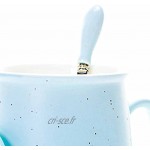 mugs et soucoupes Mugs à infusion Créative Étudiante Tasse En Céramique Tasse à Café Couvert Cuillère Ménage Tasse à boire Color : Blue