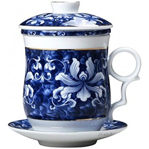 mugs et soucoupes Mugs à infusion Tasse Tumbler 11 oz tasse de filtre en céramique avec couvercle Home Office Cup Cup tasse de thé bleu et blanc Conference Cup Size : 8cm*8cm*12cm