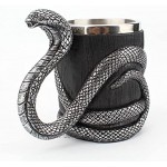 ZHINTE Mug Tasse à bière en Acier Inoxydable 600 ML en résine 3D avec poignée en Serpent Cobra