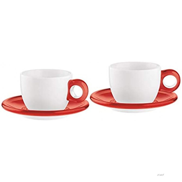Guzzini 27740065 Set DE 2 A Cappuccino avec sous-Tasses SMMA|Porcelain Rouge Transparent