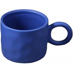 JIAYJX Tasses en céramique Nordique Bleue Tasses à café de Grande capacité avec poignée d'oreille de Taille irrégulière à la Main Coupe d'eau Cappuccino Cups Coupe CRÈME Color : Blue