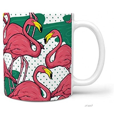 Ktewqmp Flamingo Tasse avec anse en porcelaine pour thé café lait cappuccino blanc 330 ml