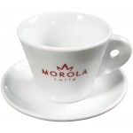 Lot de 6 tasses à cappuccino avec soucoupes sous tasse en céramique blanche – Maintient le café au chaud – Tasse Morola pour cappuccino de 180 ml