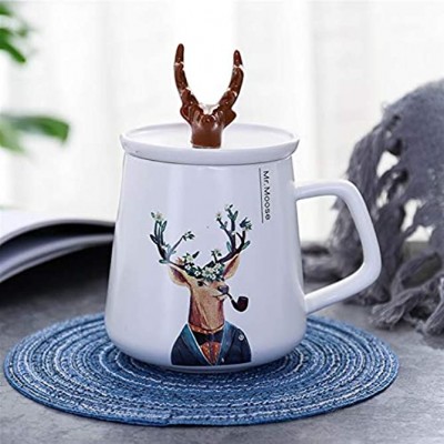 mimiliy Tasse à café tasse à café en céramique avec couvercle de la tasse pour cadeaux de vacances et homeOffice cappuccino latte café américain 17.37oz Color : Blue