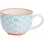 Nicola Spring Tasses à Cappuccino à café à thé Fantaisie et Vintage avec Motifs Bleu Orange Boîte de 6