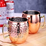 Tasse à café rose en acier inoxydable de 530 ml élégante tasse à cappuccino résistante à la chaleur avec poignée pour boire du jus de la bière cadeau d'anniversaire couleur : point marteau