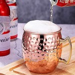 Tasse à café rose en acier inoxydable de 530 ml élégante tasse à cappuccino résistante à la chaleur avec poignée pour boire du jus de la bière cadeau d'anniversaire couleur : point marteau