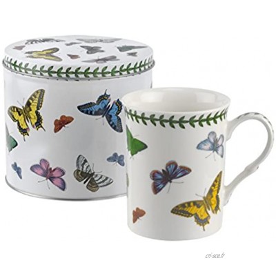 Botanic Papillon Mug et Ensemble de Tin Porcelaine Multicolore 13 x 13 x 11.5 cm