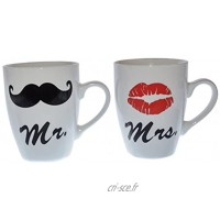 BRUBAKER Lot de 2 tasses à café "Mr. & Mrs." et une carte ca à offrir à un homme et une femme