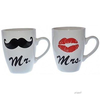 BRUBAKER Lot de 2 tasses à café "Mr. & Mrs." et une carte ca à offrir à un homme et une femme