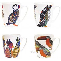Churchill China Queens Paradise Birds Lot de 4 mugs colorés en chêne 400 ml