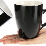 COM-FOUR® 4x Tasse à café en céramique Tasse à café au design moderne Cafetière pour boissons froides et chaudes 350 ml 04 pièces noir blanc