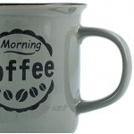 COM-FOUR® Tasse à café vintage 4 fois vintageMorning Coffee tasse à café en céramique pour la maison et le bureau 04 pièces beige gris noir blanc