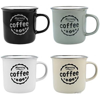 COM-FOUR® Tasse à café vintage 4 fois vintage"Morning Coffee" tasse à café en céramique pour la maison et le bureau 04 pièces beige gris noir blanc