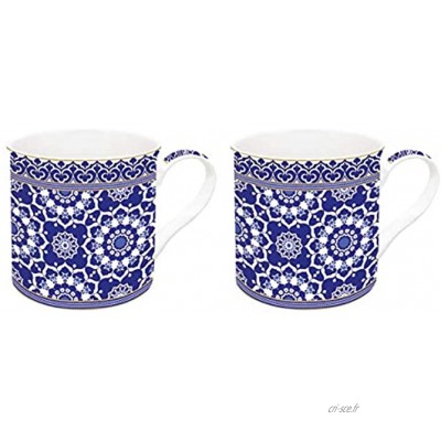 Easy Life 178AZUB Coffret 2 Mugs porcelaine fine Bleu 30 cm 12 x 8 x 8.5 cm