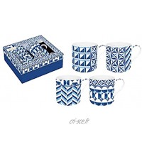 EASY LIFE Lot de 4 tasses en porcelaine fine Chine in Gift Blue 300 ml