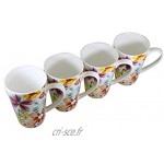 Jameson & Tailor – Set de 4 Mugs en porcelaine brillante modèle « Farandole de fleurs » Tasses à thé ou café – Multicolore Capacité 300ml Résistants aux Lave-vaisselles et micro-ondes