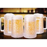 Lot de 4 tasses à bière avec gel pour congélateur – tasses à bière givrées – tasses à double paroi avec gel – tasses à bière pour congélateur – Transparent