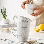 MALACASA Série ELVIRA GREY 6 Pièces Mugs 380ml en Porcelaine ,Motif en Marbre Tasses Service à Thé Café Porcelaine Tasse à Thé Ensemble de Mug