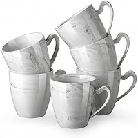 MALACASA Série ELVIRA GREY 6 Pièces Mugs 380ml en Porcelaine ,Motif en Marbre Tasses Service à Thé Café Porcelaine Tasse à Thé Ensemble de Mug