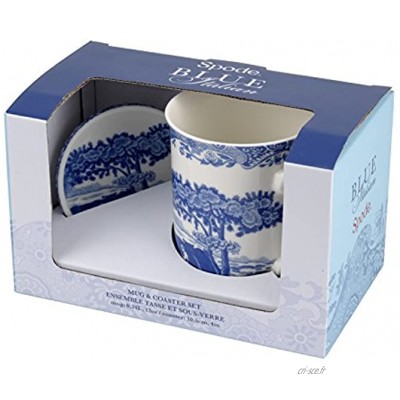 Portmeirion Home & Gifts Ensemble tasse et dessous-de-verre en porcelaine bleu et blanc 8,5 x 12 x 10,5 cm
