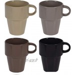 Set de 4 Grès Tasses en Métal Plate-Forme Grand Gobelets Empilés Tasse à Café