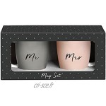 Splosh Ensemble de tasses de mariage Mr & Mrs – Cadeaux de mariage – Ensembles de tasses – Tasses à café – Souvenir