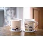 Tasse Chat Lot de 2 Tasses à Café à Thé en Ceramique Mug Original avec Motif Chats Drôles Decoratif Animaux et Chat Cadeau pour les Amateurs des Chat Femme Homme