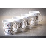 Tasse Chien Lot de 4 Tasses à Café à Thé en Ceramique Mug Original avec Motif Chiens Mignons Decoratif Cadeau pour les Amateurs des Chiens et Amatuers des Animaux Femme Homme