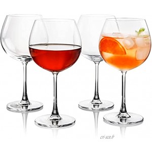 FAWLES verres ballon à gin en cristal 640 ml Lot de 4 Parfaits pour la maison les restaurants et les fêtes Passent au lave-vaisselle