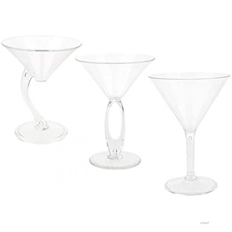 FLAMEER Lot de 3 Verres à Cocktail Creative Martini Mug Cup Incassable Alimentaire