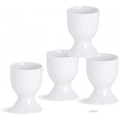 Argon Tableware Egg Cup Set Coupes en Porcelaine pour Hard Boiled Eggs Souple Blanc Lot de 4