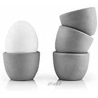 HEYNNA® Premium Lot de 4 coquetiers en béton robuste gris porte-œuf au design intemporel ⌀5cm