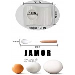 JAMOR Lot de 4 plateaux à œufs en porcelaine blanche en forme de vague en céramique pour œufs durs et à la coque