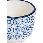 Nicola Spring Coquetiers en Porcelaine à Motif Floral Bleu Lot de 2