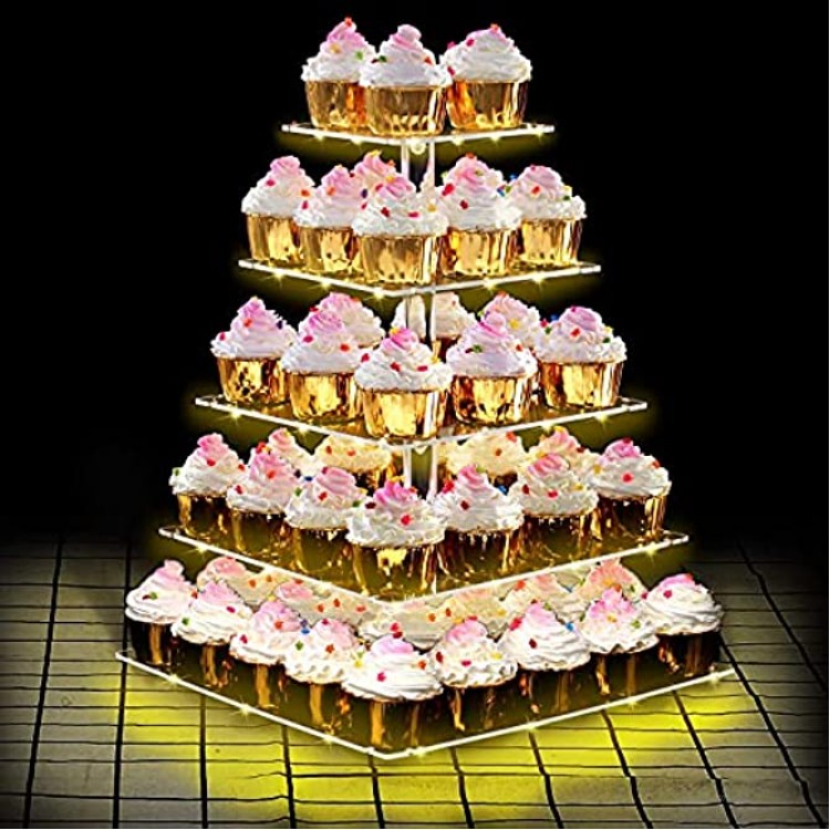 ANJI Depot Présentoir à cupcakes 4 en 1 5 animaux avec LED idéal pour les mariages beignets muffins et anniversaires 5 animaux