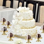 BESTONZON Lot de 12 mini présentoirs à gâteaux avec couvercle pour fête d'anniversaire mariage 8 x 6 x 6 cm base dorée